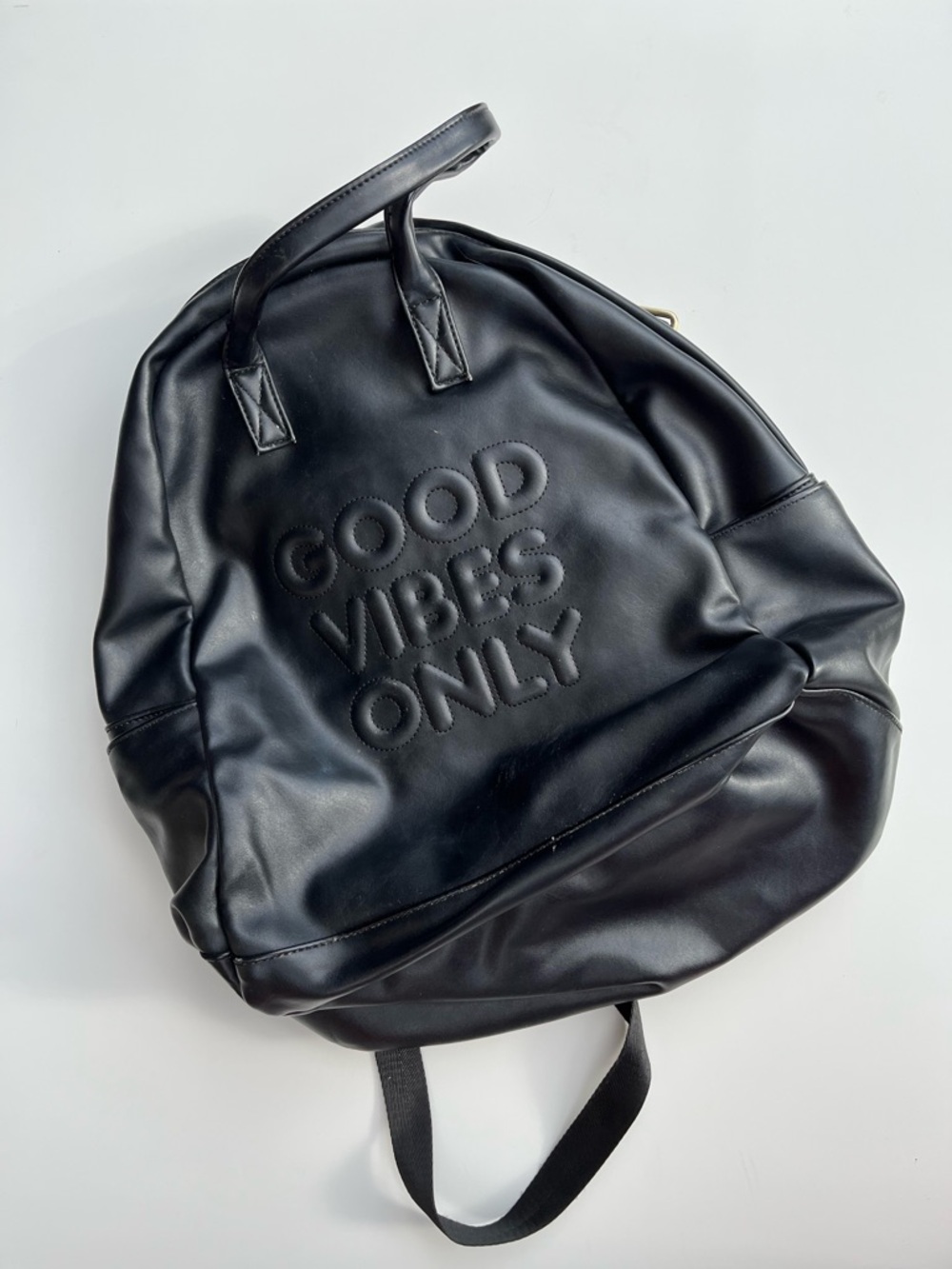 BCBGeneration Black 'GOOD VIBES ONLY' Embossed Backpack
